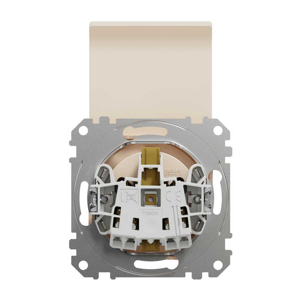 Розетка Schneider Sedna Design бежева 1-на з заземленням з шторками та кришкою ( SDD112024 )
